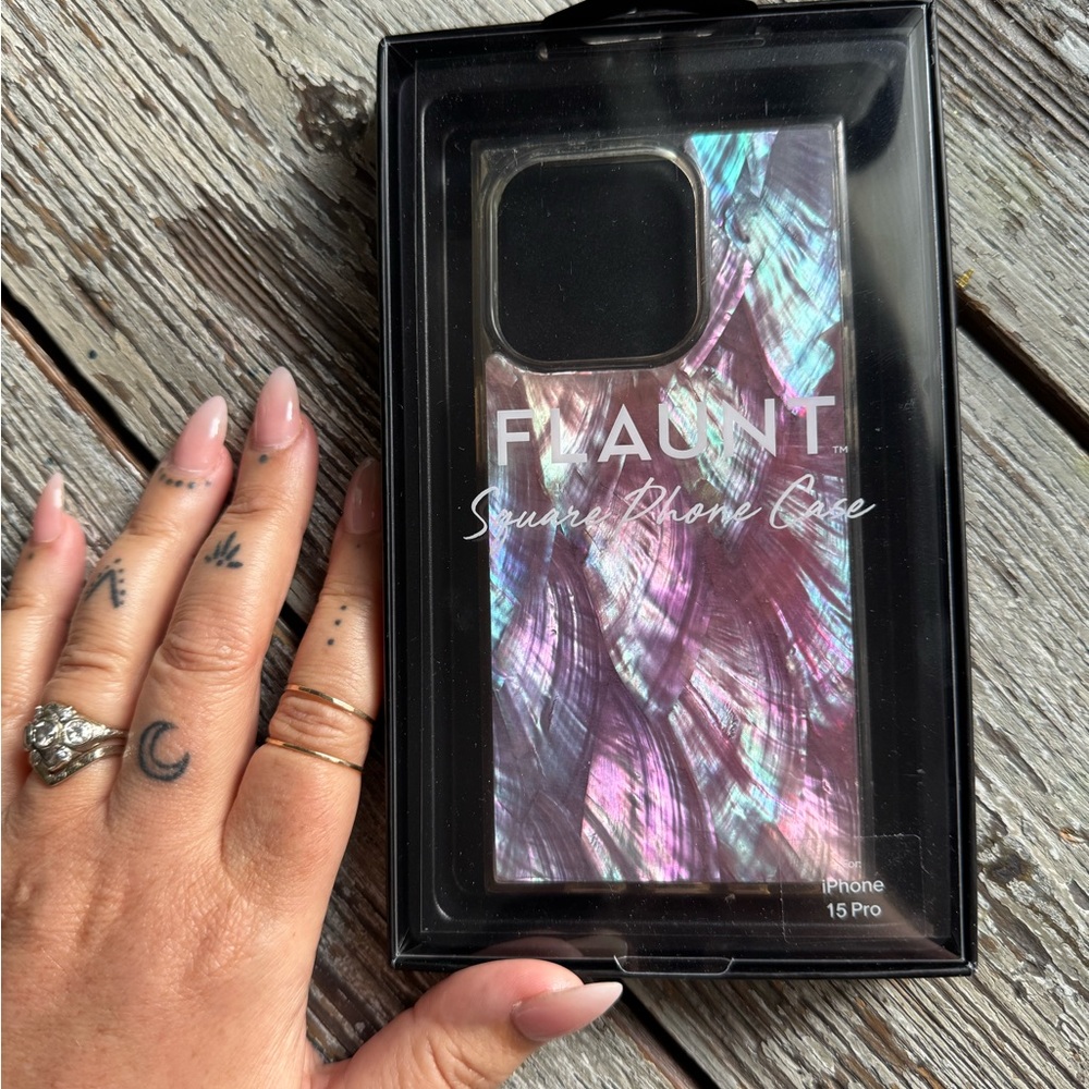 Flaunt Square pink Mother of Pearl iPhone Case -15 Pro - EUC